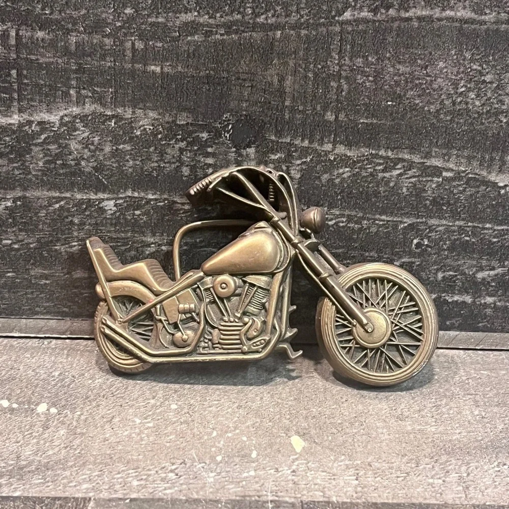 Vintage 1979 Baron Buckle Solid Brass Motorcycle Chopper Biker Belt Buckle 6132